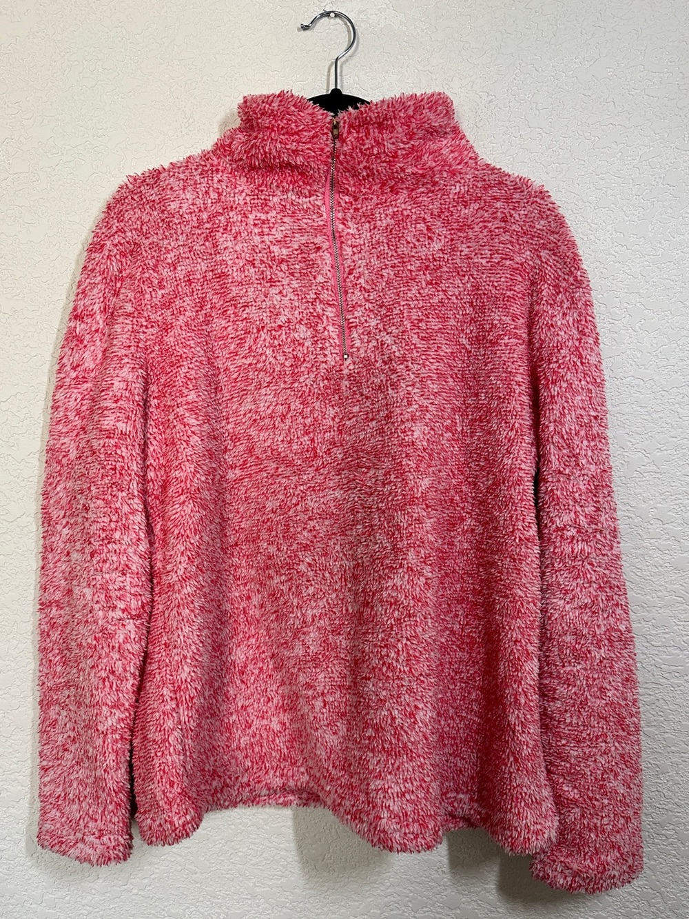 Plush Half-Zip Turtleneck Pullover in Pink